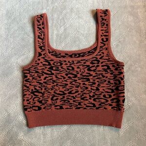 Leopard Print Knit Tank Top